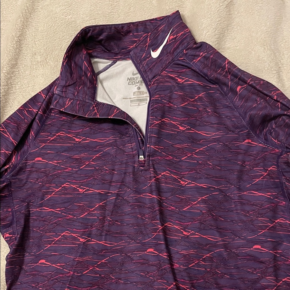 Nike fleece lined dri-fit Purple Pink Pullover Large L running quarter zip